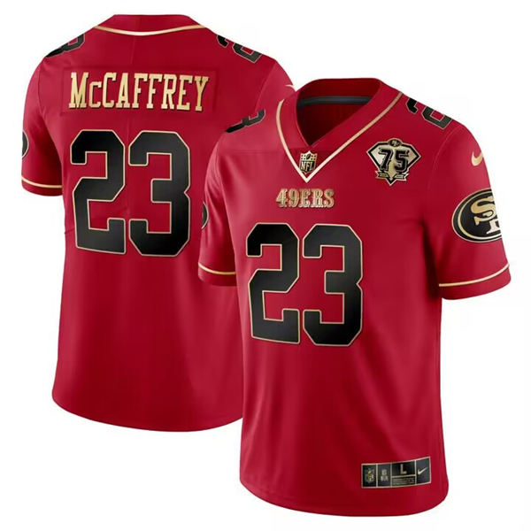 Youth San Francisco Active Player Custom Red Gold 75 Anniversary Patch Limited Stitched Football Jersey